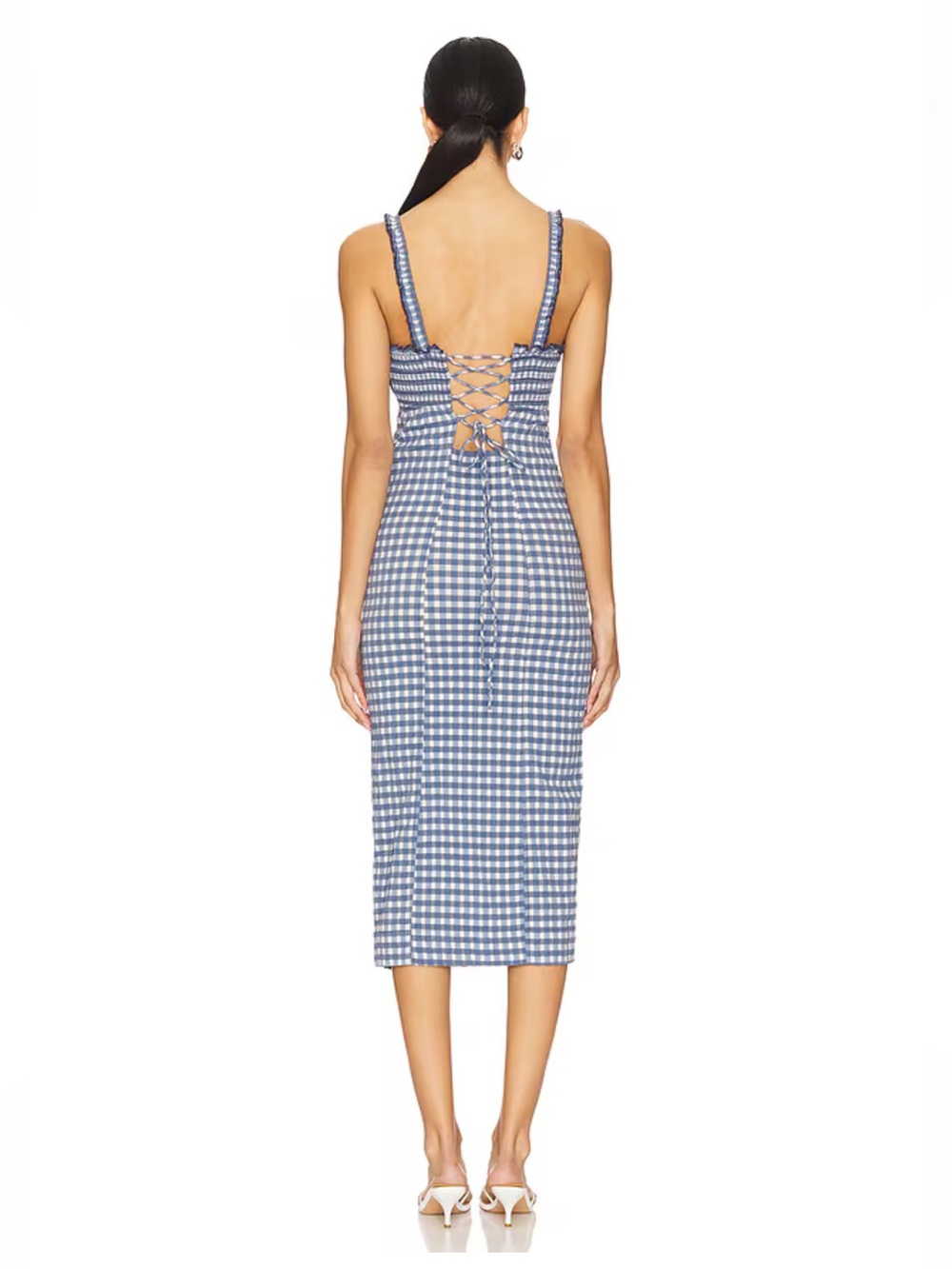 Free People Lucinda Midi Dress in Indigo Combo - Picture 3 of 9